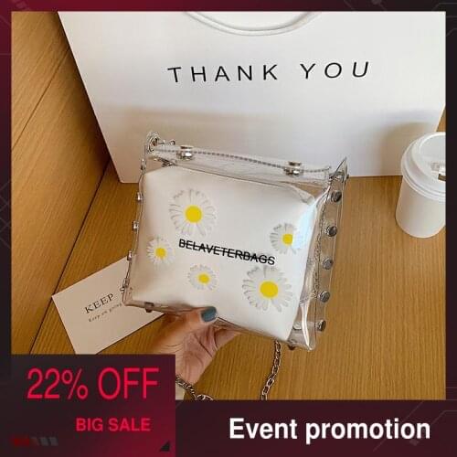 Bags for women 2020 fashion luxury summer transparent child-mother wallet white designer perfume flower crossbody shoulder bag