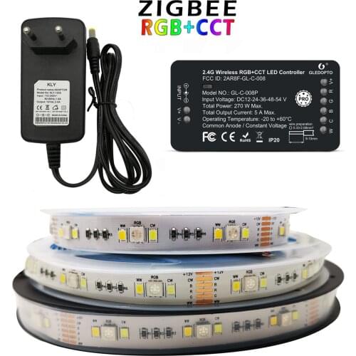 Zigbee 3.0 RGBCCT LED Strip Set 5m/10m Alexa Google Home Voice Control +Power Adapter