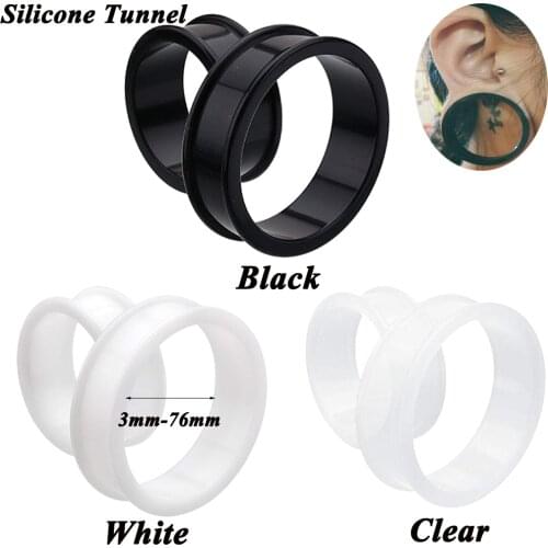 Pair Supersize Flexible Silicone Double Flared Ear Tunnel Plug Ear Piercing Flesh Tunnel Ear Gauge Expander Stretchers Piercing