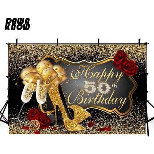 DAWNKNOW 50 Year Vinyl Photography Background For Baby Heels Adult Photo Shoot Backdrop For Birthday Party Photo Studio G892