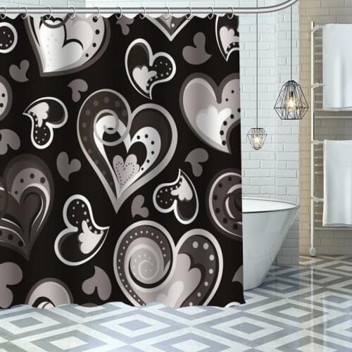 Love Heart Art Shower Curtains Waterproof Fabric Bathroom Decoration Supply Washable Bath And Shower Curtain Custom