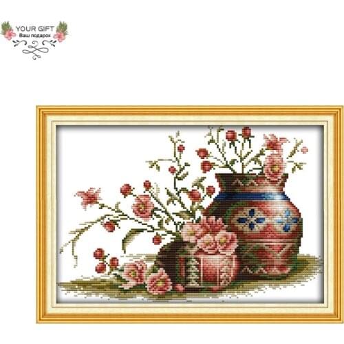 Joy Sunday H286 Free Shipping 14CT 11CT Stamped and Counted Home Decoration Flower In Pot Flowers Embroidery Cross Stitch