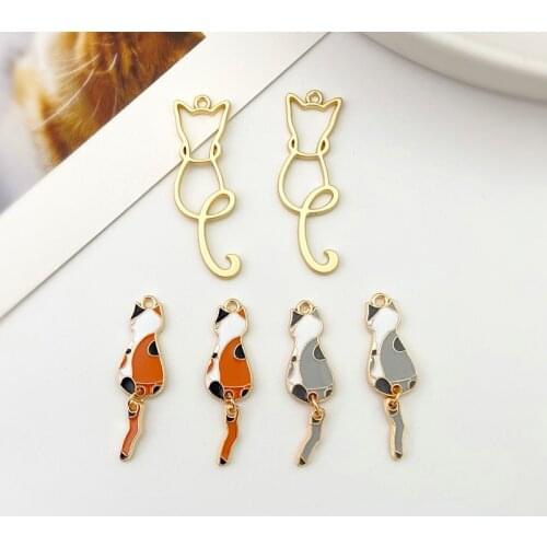 Yajin dripping oil cute cartoon cat pendant DIY earrings earrings bracelet key chain mobile phone pendant material