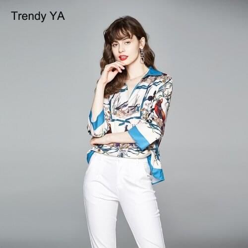 High quality Summer Newest Runway Designer Womens Bracelet Sleeve Turn-down V Collar Cartoon Rat Animal Printed Shirt