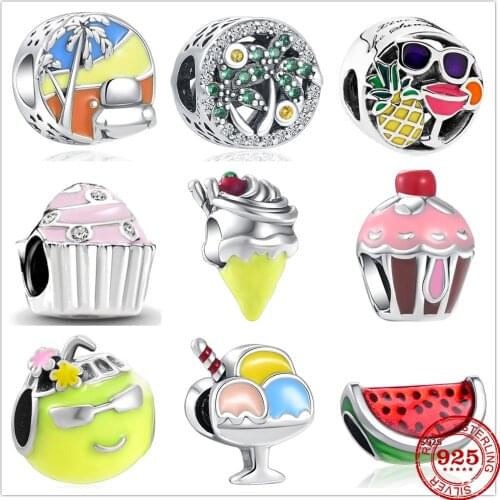 New Original Silver Cake Ice Cream Watermelon Charm Bead fit Pandora charms silver 925 beads Bracelet for women DIY