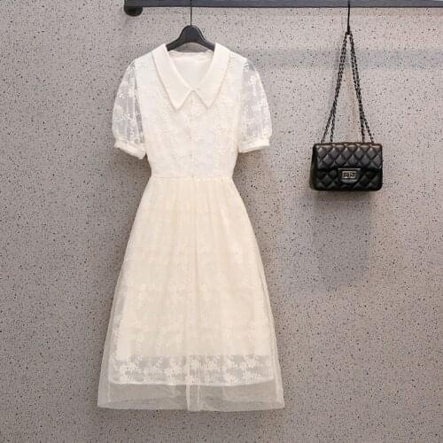 French vintage Floral Embroidery Party Dress Women long Sleeve Lace Mesh Dress Boho Sweet korean Long Dress Summer vestido