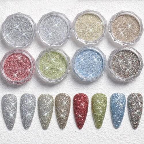 1 Jar Reflective Super-Shiny Nail Glitter Powder Silver Pink Chrome Nail Pigment Dust Sequins Flakes Decoration DIY Polish Tools
