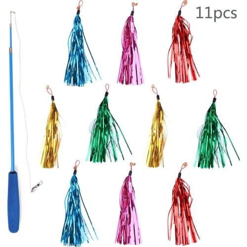 11pcs Funny Cat Stick Tassel Replacement Head Cat Bell Interactive Toy Tassel Kitten Funny Cat Kitten Training Toy Dropshipping