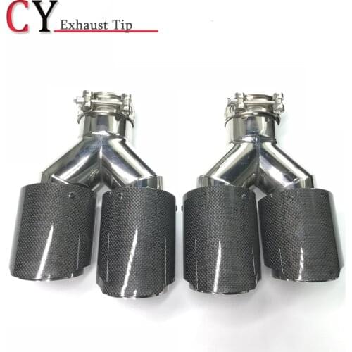 2Pcs L+R various sizes Universal Tail pipe Glossy Carbon Dual Tip Exhaust Tip For Any Car