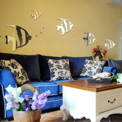 2 pcs 3d wall stickers fish pattern mirror sticker acrylic stickers bathroom living room decoration home wall decals decor