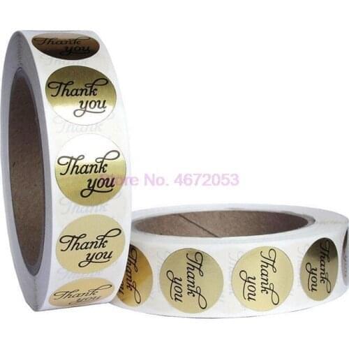 200 rolls Gold and silver thank you Stickers seal labels 500 Labels per roll scrapbooking stickers for Package stationery 1 inch