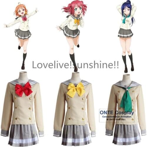 2016 Love Live Sunshine Aqours Takami Chika Sailor Suit Cosplay Costumes Summer Lolita Girl School Uniform for Fancy Halloween