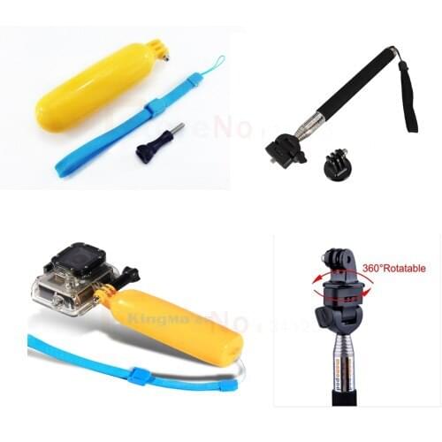 3 in1 Gopro Camera Handheld Monopod Tripod Mobile phone Monopod +Tripod Mount Adapter + Bobber Floating MonoPod For i9500