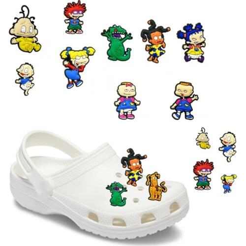 40-100pcs Cute Shoe Charms Angelica Pickles Chuckie in Paris 90s Nostalgic Shoe Decoration Cartoon Accessories for Clog Sandals