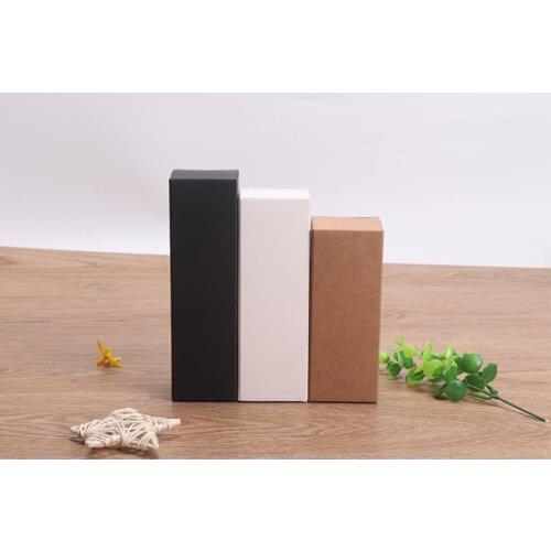 50pcs-10ml/20ml/30ml/50ml/100ml White Black Kraft Paper Box for Dropper Bottle Essential Oil Sprays sample valve tubes package