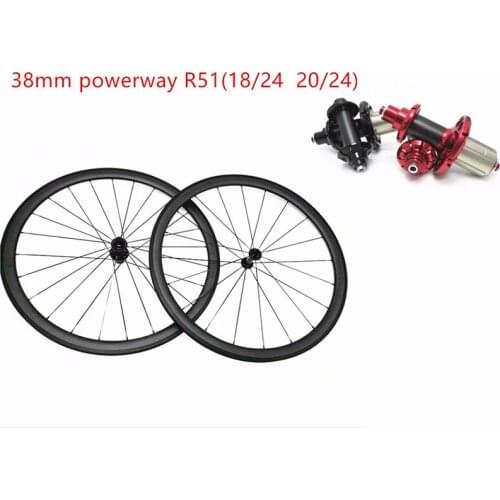 700c carbon wheels powerway R51 Straight pull road 38x25mm clincher tubular wheels bikes road wheels bicycle wheelset