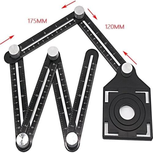 Aluminum alloy six-fold ruler ceramic tile hole locator mason paving floor tiles glass universal perforation artifact