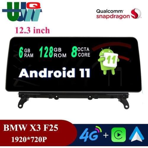 UJQW 12.3" Android11 8 Core 6G RAM 128G ROM Car Multimedia Player With Screen for X3 F25 X4 F26 CIC/NBT 2011-2017 GPS Navigation