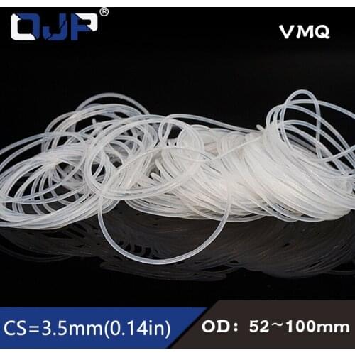 White Ring Silicone/VMQ 3.5mm Thickness OD52/55/60/65/70/75/80/85/90/95/100mm O-rings Seal Rubber Oil Gasket Sanitary Washer