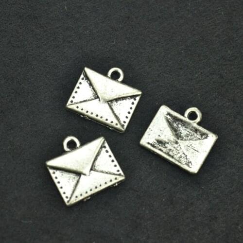 Free Shippin 25 pcs 15*14 mm antique silver color Alloy envelope charms Pendant Jewelry Findings 3311A