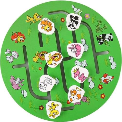 Kid Montessori Wooden Maze Toy Match Pattern Educational Early Learning Labyrinth Animal Fruit Number Slide Puzzle Toy for Child