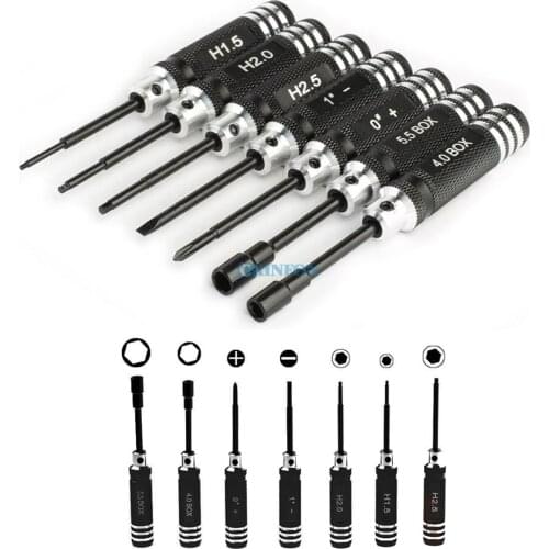 DHL 100Set 7pcs/set Black Hex Screw Driver Tool Kit 1.5MM-5.5MM for RC Helicopter Plane Car (Color: Black)
