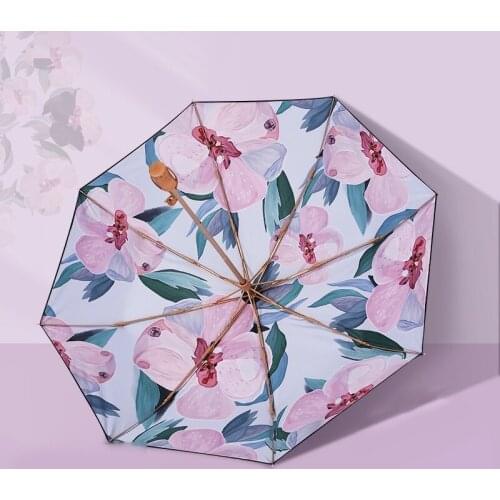 Fresh Flower Double-layer Parasol Anti-ultraviolet Sun&rain Dual-use Cute Umbrella Folding Sun Protection Vinyl Parasol Umbrella