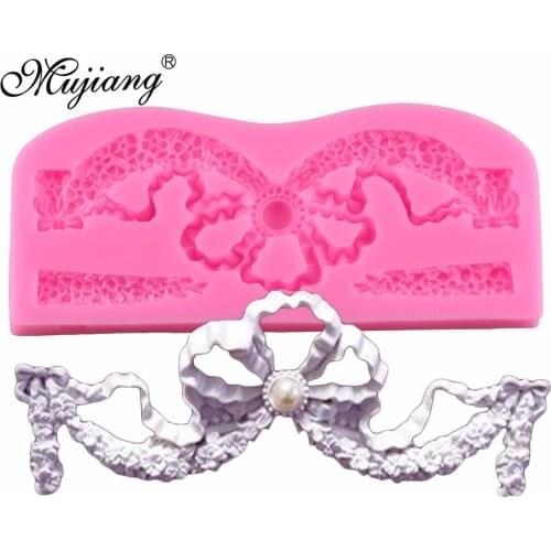 Mujiang Imperial Crown Lace Fondant Molds Wedding Cake Border Silicone Mold Cake Decorating Tool Candy Chocolate Gumpaste Molds