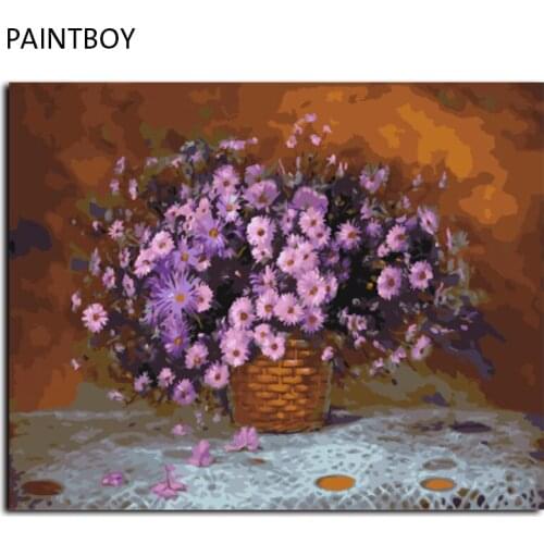 Frameless Picture DIY Painting By Numbers Modern Flower Digital Canvas Oil Painting Home Decor For Living Room Wall Art GX4528