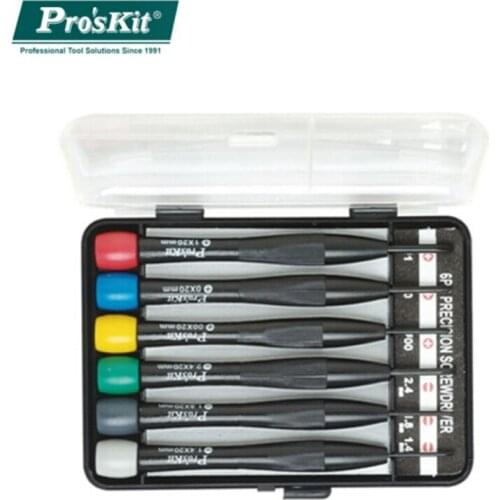 Proskit 6 Precision Screwdriver Set Chrome Vanadium Steel Phillips Slotted Screwdriver Set For Watch Repair Color Head Tool Set