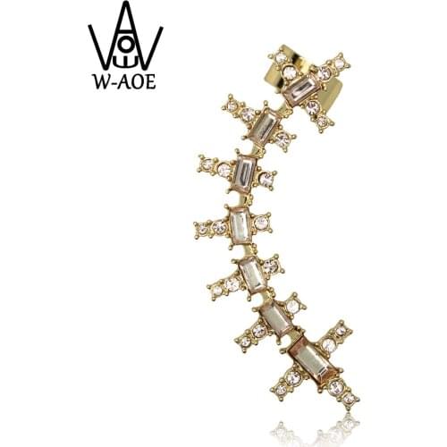 2019 New 1 Pcs Rhinestone Crystal Ear Cuff Earrings For Women Fashion Jewelry Gold Color Vintage Punk Clip Earrings Party Gift