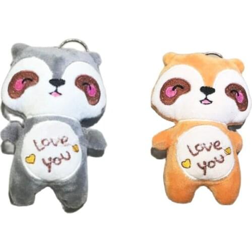 Wholesale 80pcs/lot Key chain 11CM Stuffed Raccoon Animal Plush Toys Key chain Gift Plush Toys