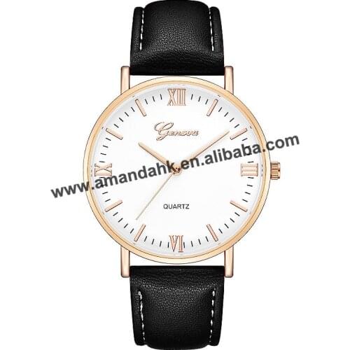 Wholesale Hot Sale Casual Leather Wristwatch Quartz Watch Women Dress Watches Geneva Women Men Sport Watches 619