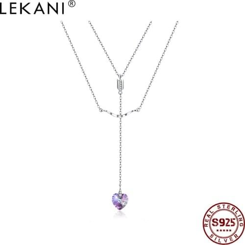 LEKANI Womens Necklace 925 Sterling Silver Necklace Heart Shaped Fashion Design Jewelry Hot Sale Luxury Brand Anniversary Gifts