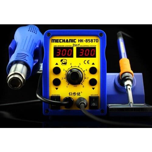 MECHANIC HK8587D 220V 700W Digital 2 in 1 SMD BGA Rework Soldering Station Hot Air Blower Heat Gun Solder Iron Welding Repair