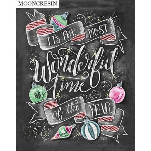 Full Square Diamond Embroidery Needle Chalkboard Art 5D DIY Diamond Painting Cross Stitch Mosaic Wonderful New Year Decoration