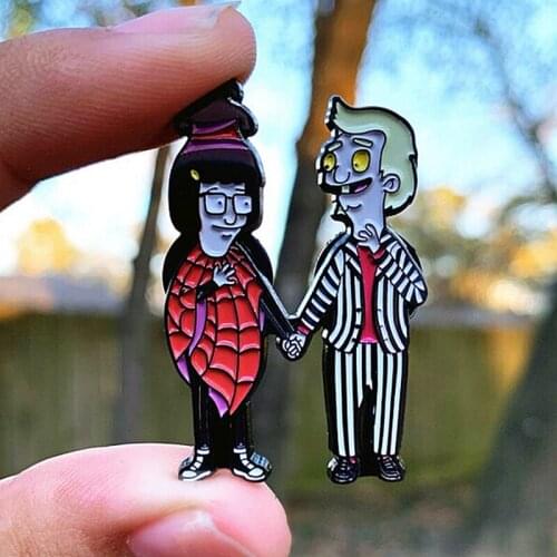 Ghost Lydia Tina Mash-Up Couple Enamel Brooch Pin Backpack Hat Bag Lapel Pins Badges Women Mens Fashion Jewelry Accessories