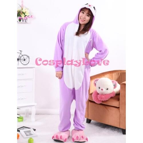 Purple Rabbit Pajamas Animal Cosplay Costume Kid Adult Pajamas Onesies Cartoon Sleepwear Sleepsuit