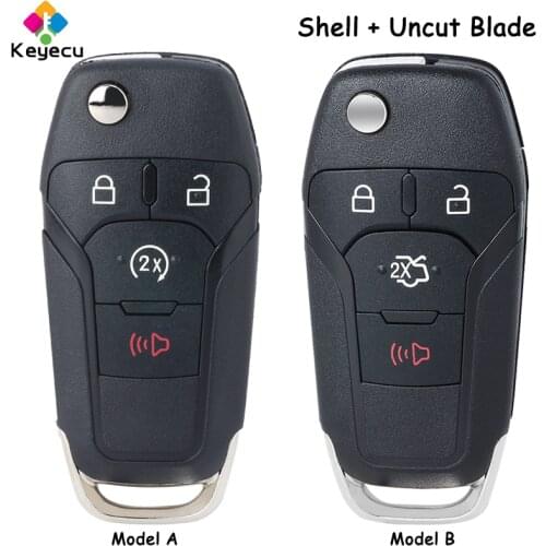 KEYECU Replacement Flip Remote Car Key Shell Case With 3+1 Button - Fob for Ford Fusion Edge Explorer 2013 14 15 FCC: N5F-A08TAA
