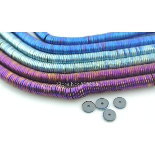 Mix color Plated 6mm Hematite Round Slice Spacer Loose Beads Fashion Jewelry Making
