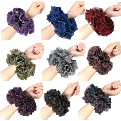 Elastic Scrunchies Hair Accessories Hair Ties Band Glitter Ponytail Holder Headwear Accessories for Women Girls Big Size 14-18cm