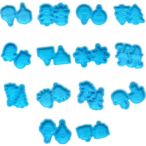 Christmas Series DIY Epoxy Resin Mold Xmas Tree Snowman Gloves Hat Casting Silicone Mould for Earring Making Decorative Oranment