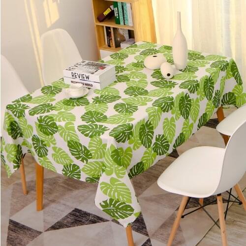 Banana Leaf 3D Print Table Cover Cloth Tablecloths Round For Kitchen Decoration Green Dinner Table Cotton Linen Desk CoversNappe