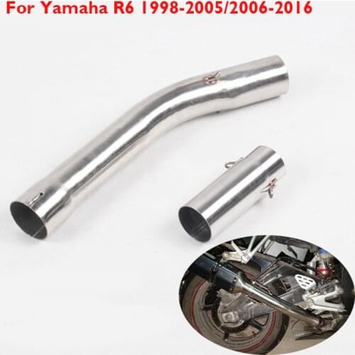 Slip on YZF R6 Motorcycle Exhaust Middle Connect Pipe Mid Linking Pipe Stainless Steel Tube for Yamaha R6 1998-2005/2006-2016