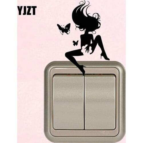 YJZT Sexy Hot Girl Butterfly Hair Spa Beauty Salon Wall Art Decor Vinyl Sticker Switch Stickers 8SS-2678