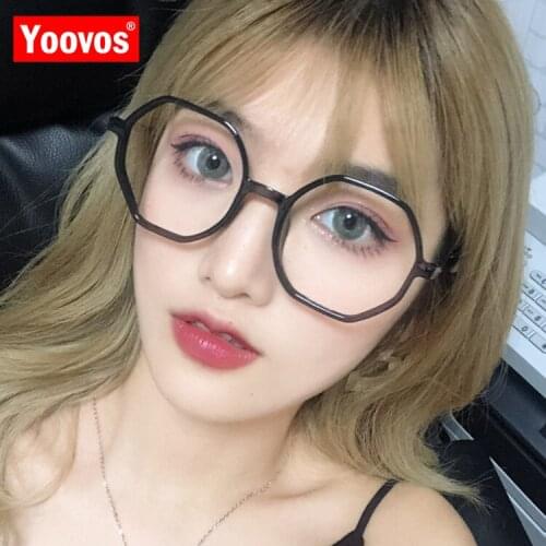 Yoovos 2021 Glasses Frame Women Blue Light Okulary Round Glasses For Women/Men Luxury Eyeglasses Frames Big Frame Gafas De Mujer
