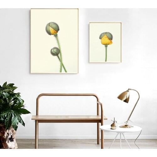 YUMEART Nordic Yellwow Dandelion Bud Canvas Art Paintings Print Pictures for Living Room Bedroom Home Decor Botanical Wall Art