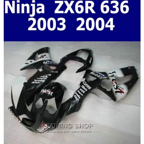 WEST Fairing kit For Kawasaki Ninja ZX6R 2003 2004 / 03 04 Injection mold Fairings ( EMS shipping free ) k45