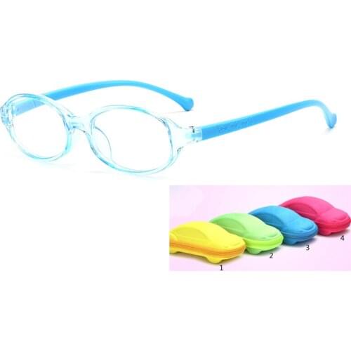 With Case Boy Girl Game Reading Computer Protective Goggle Fashion Children Glasses Plain Kids ROUND Anti Blue Light Eyewear