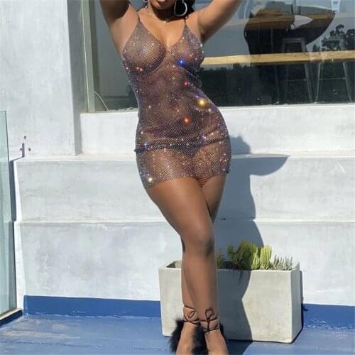 SVOKOR Bodycon Dresses for Women 2021 Sexy Deep V-Neck Mesh See-Through Dress Womens Summer Sundresses Party Club Dress